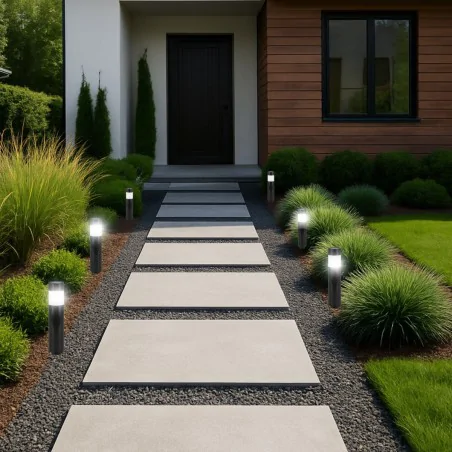 Lampy-solarne - słupek solarny czarny lampa do ogródka wbijana zimna miron led ideus 