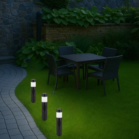 Lampy-solarne - słupek solarny czarny lampa do ogródka wbijana zimna miron led ideus 