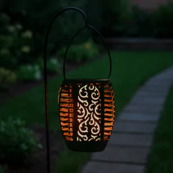 Ozdobne-oswietlenie-do-ogrodu - lampka solarna wisząca latarenka led ogrodowa z efektem płomienia shadow vo2789 volteno 