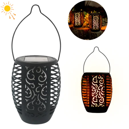 Ozdobne-oswietlenie-do-ogrodu - lampka solarna wisząca latarenka led ogrodowa z efektem płomienia shadow vo2789 volteno 