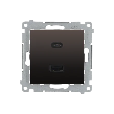 Ladowarki-usb - ładowarka usb podwójna antracyt c+a 30w dec2caq.01/48 kontakt simon 54 