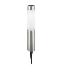 Lampy-solarne - słupek solarny srebrny lampa do ogródka wbijana zimna miron led ideus 