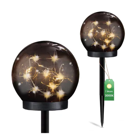 Lampy-solarne - lampka solarna do ogródka wbijana kula 10cm przypalany klosz z drucikiem gloris lumsol1115 lumiled 
