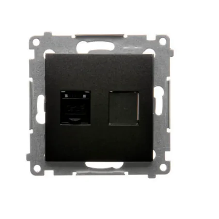 Gniazda-komputerowe - czarne gniazdo komputerowe pojedyncze ekranowane rj45 kat. 6 d61e.01/49 kontakt simon 54 