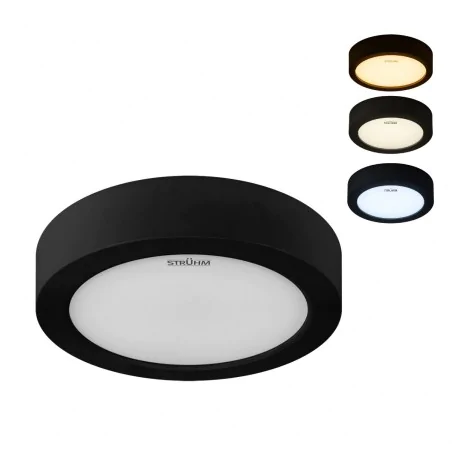 Plafony - czarna oprawa sufitowa okrągła natynkowa led 12w zmienna barwa edor ideus 