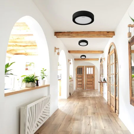 Plafony - oprawa sufitowa w czarnej obudowie okrągła led 18w zmienna barwa edor ideus 