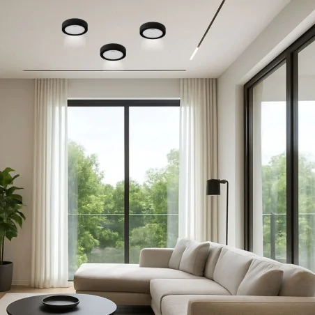 Plafony - oprawa sufitowa w czarnej obudowie okrągła led 18w zmienna barwa edor ideus 