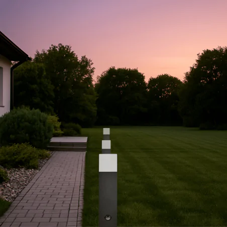 Lampy-ogrodowe-stojace - słupek ogrodowy z czujnikiem ruchu i zmierzchu 44cm grafitowa na żarówkę e27 new york 307330 polux-goldlux 