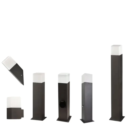 Lampy-ogrodowe-stojace - słupek ogrodowy z czujnikiem ruchu i zmierzchu 44cm grafitowa na żarówkę e27 new york 307330 polux-goldlux 