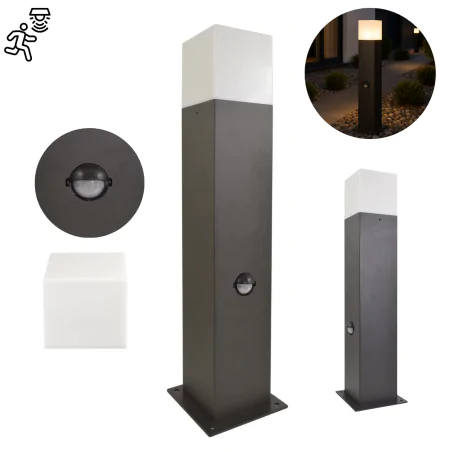 Lampy-ogrodowe-stojace - słupek ogrodowy z czujnikiem ruchu i zmierzchu 44cm grafitowa na żarówkę e27 new york 307330 polux-goldlux 