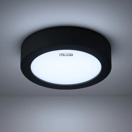 Plafony - oprawa natynkowa sufitowa okrągła czarna led 24w 3 barwy światła 30cm edor ideus 