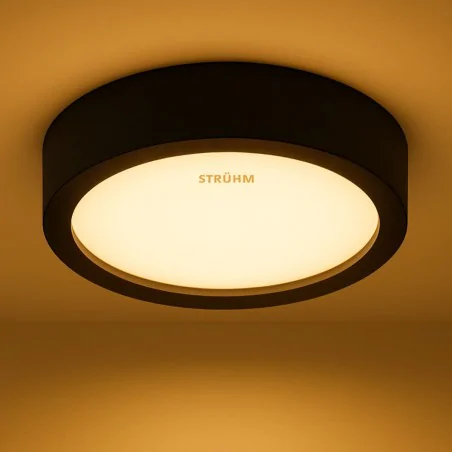 Plafony - oprawa natynkowa sufitowa okrągła czarna led 24w 3 barwy światła 30cm edor ideus 