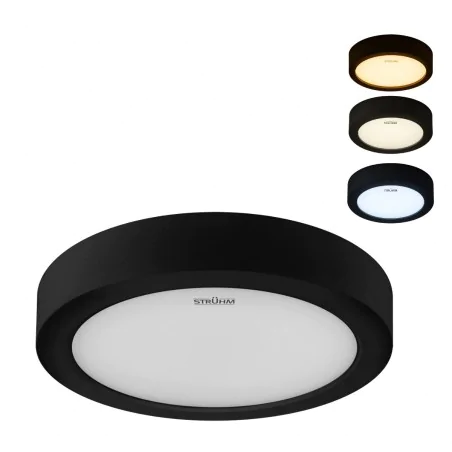 Plafony - oprawa natynkowa sufitowa okrągła czarna led 24w 3 barwy światła 30cm edor ideus 