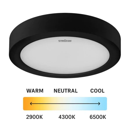 Plafony - oprawa natynkowa sufitowa okrągła czarna led 24w 3 barwy światła 30cm edor ideus 