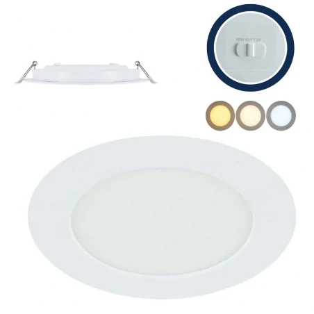 Plafony - oprawa wpuszczana sufitowa hermetyczna okrągła led 9w zmienna barwa ip54 wafel ideus 