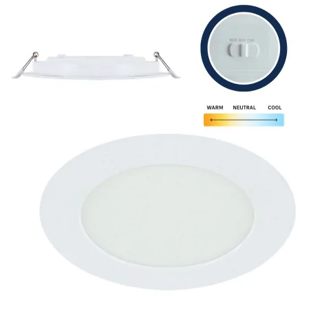 Oprawy-sufitowe-stale - oprawa wpuszczana sufitowa łazienkowa led 12w zmienna barwa ip54 wafel ideus 