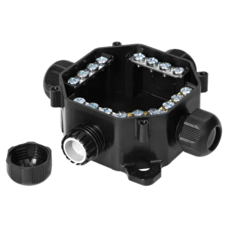 Puszki-natynkowe - puszka natynkowa hermetyczna czarna z dławikami ip67 6455-11 5.p/5 acidur sez 