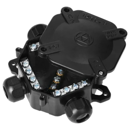 Puszki-natynkowe - puszka natynkowa hermetyczna czarna z dławikami ip67 6455-11 5.p/5 acidur sez 