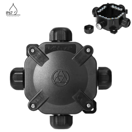 Puszki-natynkowe - puszka natynkowa hermetyczna czarna z dławikami ip67 6455-11 5.p/5 acidur sez 