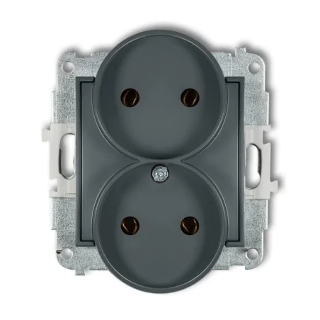 Gniazda-podwojne-podtynkowe - gniazdo podwójne kontakt bez uziemienia graiftowy mat 28mgp-2 mini karlik 