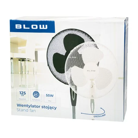 Wentylatory-podlogowe - wentylator stojący wiatrak podłogowy obrotowy czarny 55w 40cm blow 