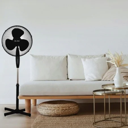 Wentylatory-podlogowe - wentylator stojący wiatrak podłogowy obrotowy czarny 55w 40cm blow 