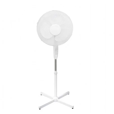 Wentylatory-podlogowe - cichy wentylator stojący wiatrak podłogowy biały z regulacją 45w 40cm 