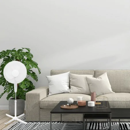 Wentylatory-podlogowe - cichy wentylator stojący wiatrak podłogowy biały z regulacją 45w 40cm 