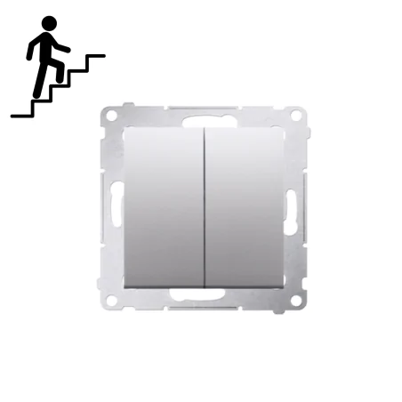Wylaczniki-schodowe - srebrny włącznik schodowy podwójny bez piktogramu dw6/2.01/x/43 kontakt simon 54 