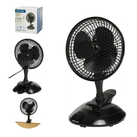 Wentylatory-na-biurko - wentylator na biurko wiatrak czarny z klipsem i podstawą 2w1 25w 15cm blow 