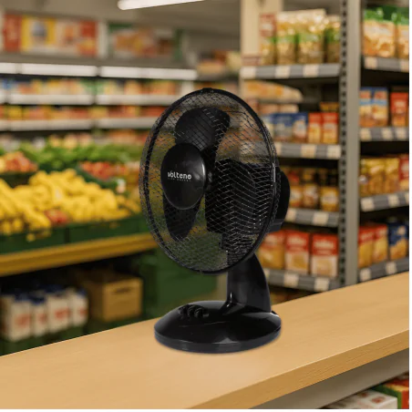 Wentylatory-na-biurko - wiatrak stołowy czarny z funkcją oscylacji na biurko vo0021 volteno 