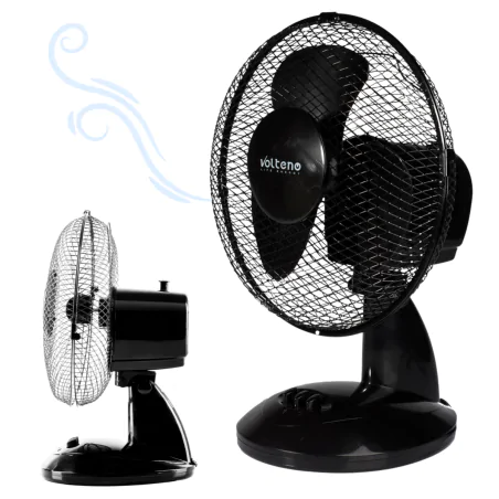 Wentylatory-na-biurko - wiatrak stołowy czarny z funkcją oscylacji na biurko vo0021 volteno 