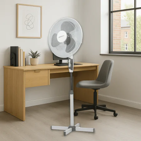 Wentylatory-podlogowe - wentylator stojący podłogowy biały wiatrak do domu 40w vo0026 volteno 