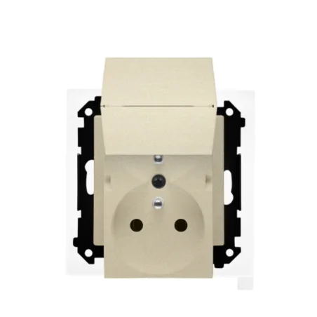 Gniazda-podwojne-podtynkowe - matowe gniazdo podwójne z klapką do łazienki szampańskie tgz2bmcz.01/144 kontakt simon 55 