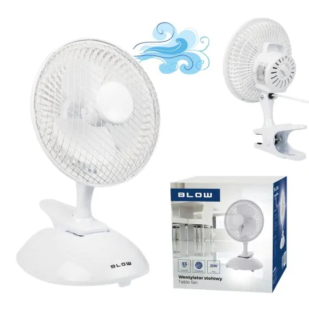 Wentylatory-na-biurko - wentylator na biurko na upały wiatrak z klipsem i podstawą 2w1 25w 15cm blow 