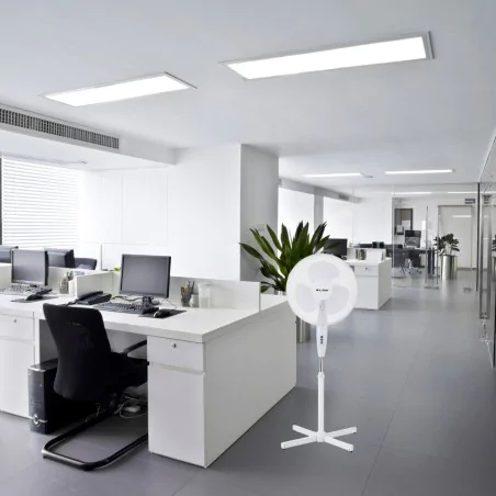 Wentylatory-podlogowe - mocny wentylator stojący wiatrak podłogowy obrotowy biały na upały 55w blow 