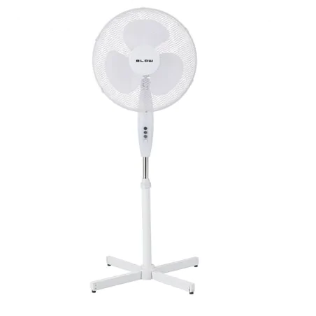 Wentylatory-podlogowe - mocny wentylator stojący wiatrak podłogowy obrotowy biały na upały 55w blow 