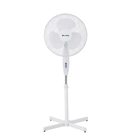 Wentylatory-podlogowe - mocny wentylator stojący wiatrak podłogowy obrotowy biały na upały 55w blow 