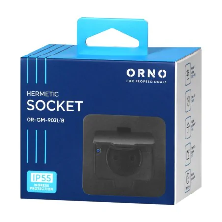 Gniazda-pojedyncze-podtynkowe - kwadratowe gniazdo zewnętrzne czarne podtynkowe ip55 or-gm-9031/b orno 