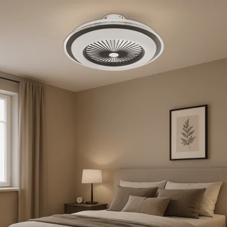 Plafony - plafon led z wiatrakiem na pilota o średnicy 60cm lampowentylator czarny zephyr ml1514 eko-light 