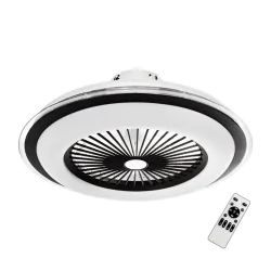 Plafony - plafon led z wiatrakiem na pilota o średnicy 60cm lampowentylator czarny zephyr ml1514 eko-light 