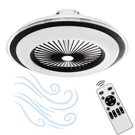 Plafony - plafon led z wiatrakiem na pilota o średnicy 60cm lampowentylator czarny zephyr ml1514 eko-light 