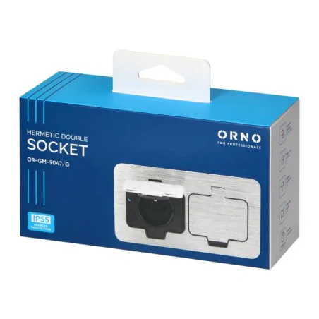 Gniazda-podwojne-podtynkowe - zewnętrzne gniazdo elektryczne podtynkowe kontakt podwójny srebrny ip55 or-gm-9047 orno 