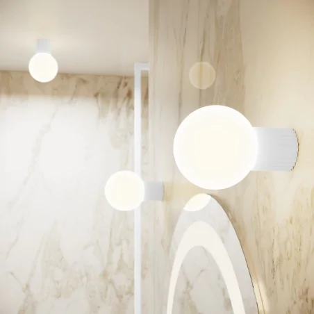 Kinkiety-lazienkowe - lampa ścienna do łazienki kinkiet biała kula g9 halo sl.1707 sollux 