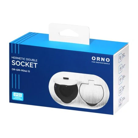 Gniazda-podwojne-podtynkowe - zewnętrzne gniazdo podwójne podtynkowe kontakt owalny srebrny ip55 or-gm-9046/g orno 