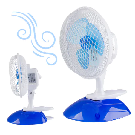 Wentylatory-na-biurko - wiatrak na biurko z klipsem o średnicy 15cm biało-niebieski vo0658 volteno 