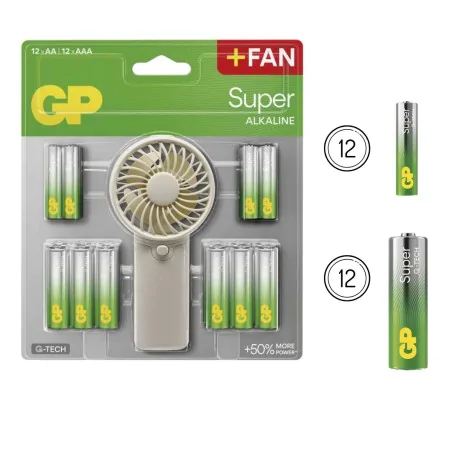 Baterie - komplet baterii alkalicznych z wiatraczkiem zestaw 12 paluszków aa i 12 aaa gp super b0161m 