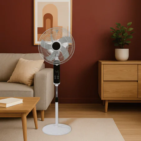 Wentylatory-podlogowe - wentylator stojący podłogowy na pilota 50w biały vo1885 volteno 