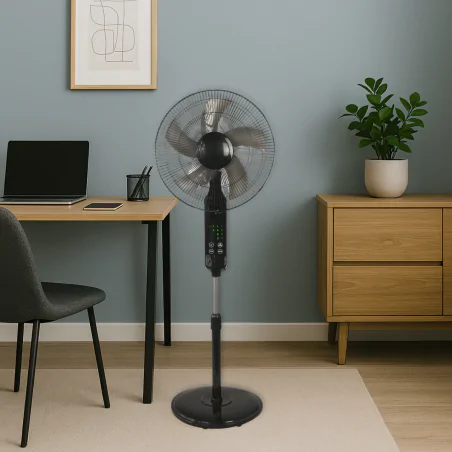 Wentylatory-podlogowe - wentylator stojący podłogowy z pilotem czarny 50w vo1884 volteno 