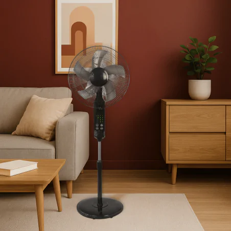 Wentylatory-podlogowe - wentylator stojący podłogowy z pilotem czarny 50w vo1884 volteno 